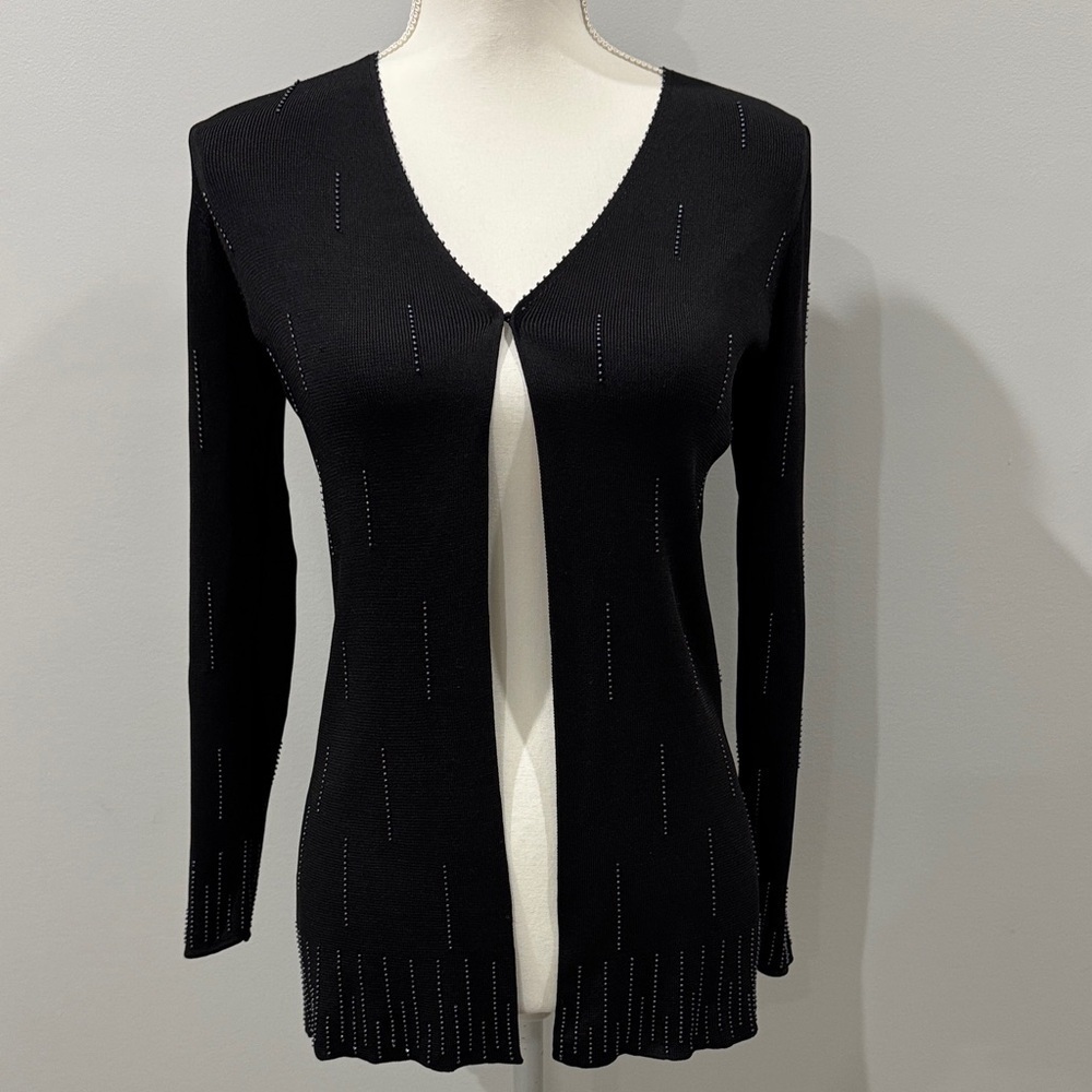 Dana Buchman Black Open-Front Cardigan 100% Silk